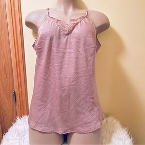 Silky Satin Mauve Pink Cacique Tank Top